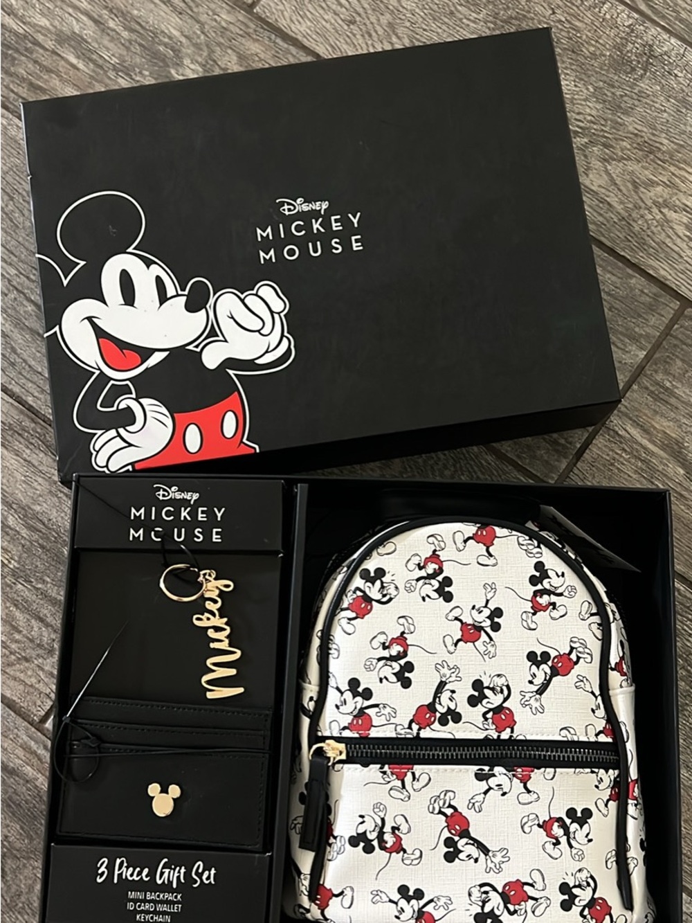 Disney Mickey Mouse 3-piece Backpack Gift Set in White, Black & Red